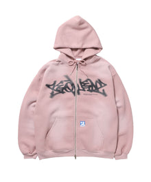 FADE ZIP P/K /フルジップ オーバーサイズ ヴィンテージライク センターロゴ 裏起毛 ピンク ≪SET UP着用可能≫