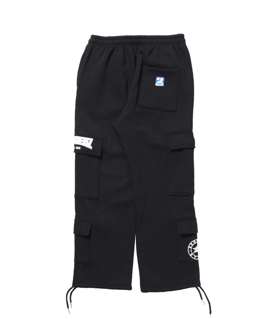 90`s FLAVA SWEAT PANTS / ポケット ブロークコア オーバーサイズ レトロ ドローコード 裏起毛 ブラック ≪SET UP着用可能≫