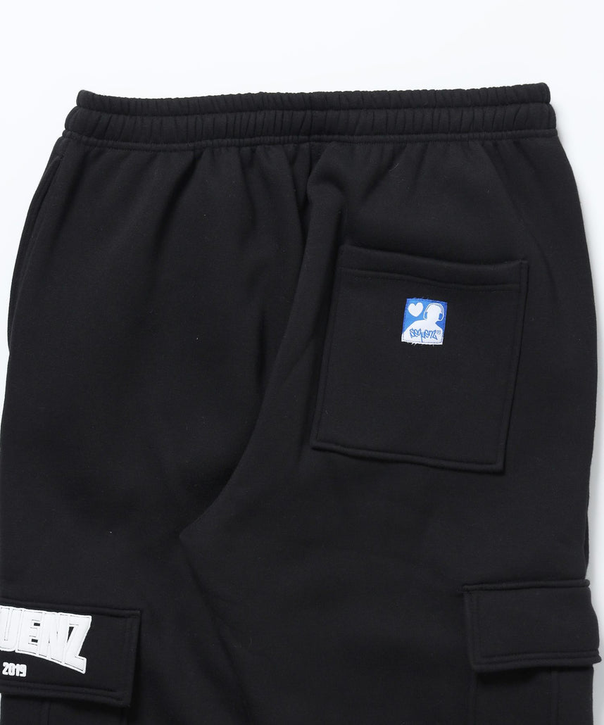 90`s FLAVA SWEAT PANTS / ポケット ブロークコア オーバーサイズ レトロ ドローコード 裏起毛 ブラック ≪SET UP着用可能≫