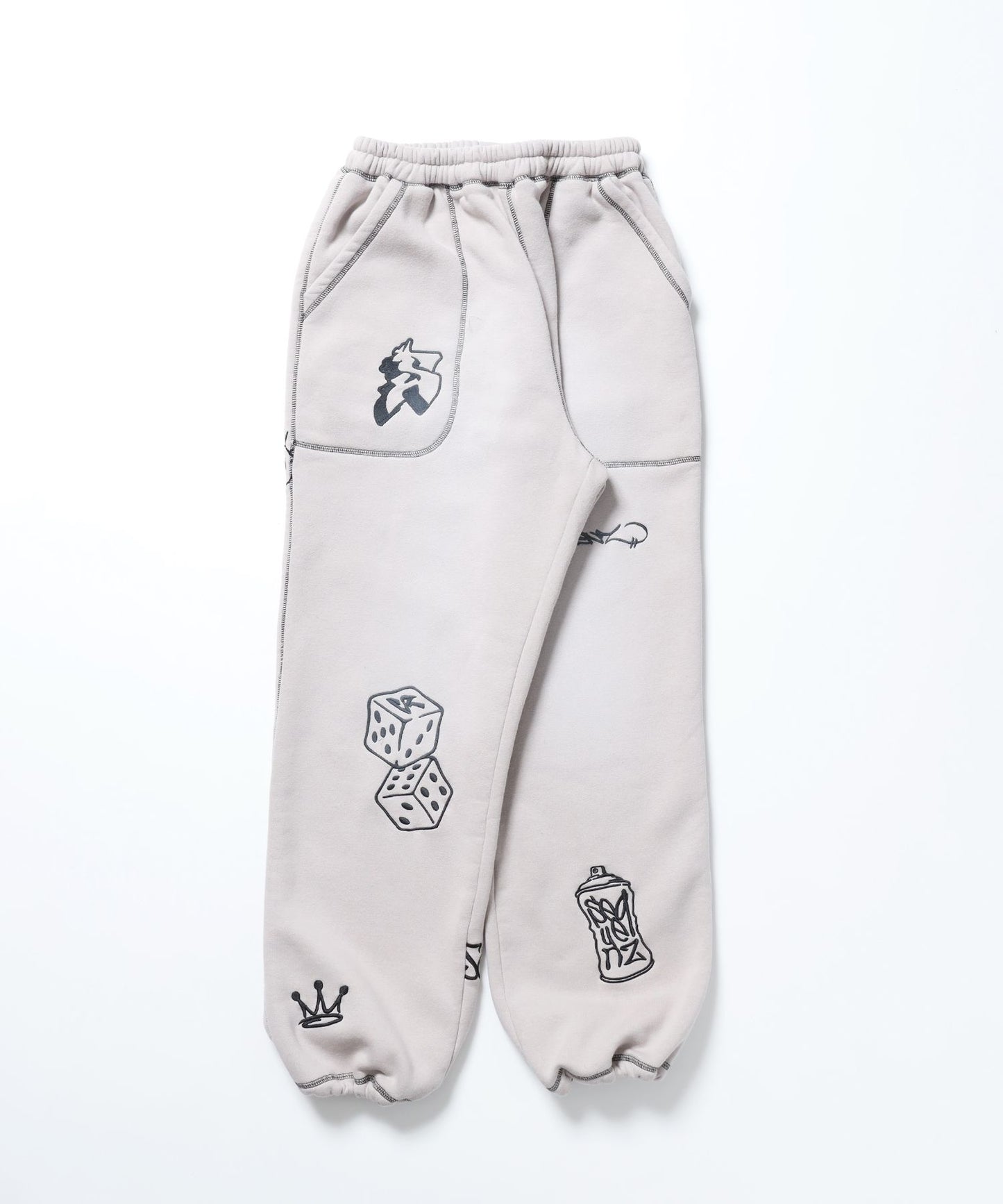 FADE SWEAT PANTS / ステッチ オーバーサイズ ヴィンテージライク フェード 裏起毛 ライトグレー ≪SET UP着用可能≫