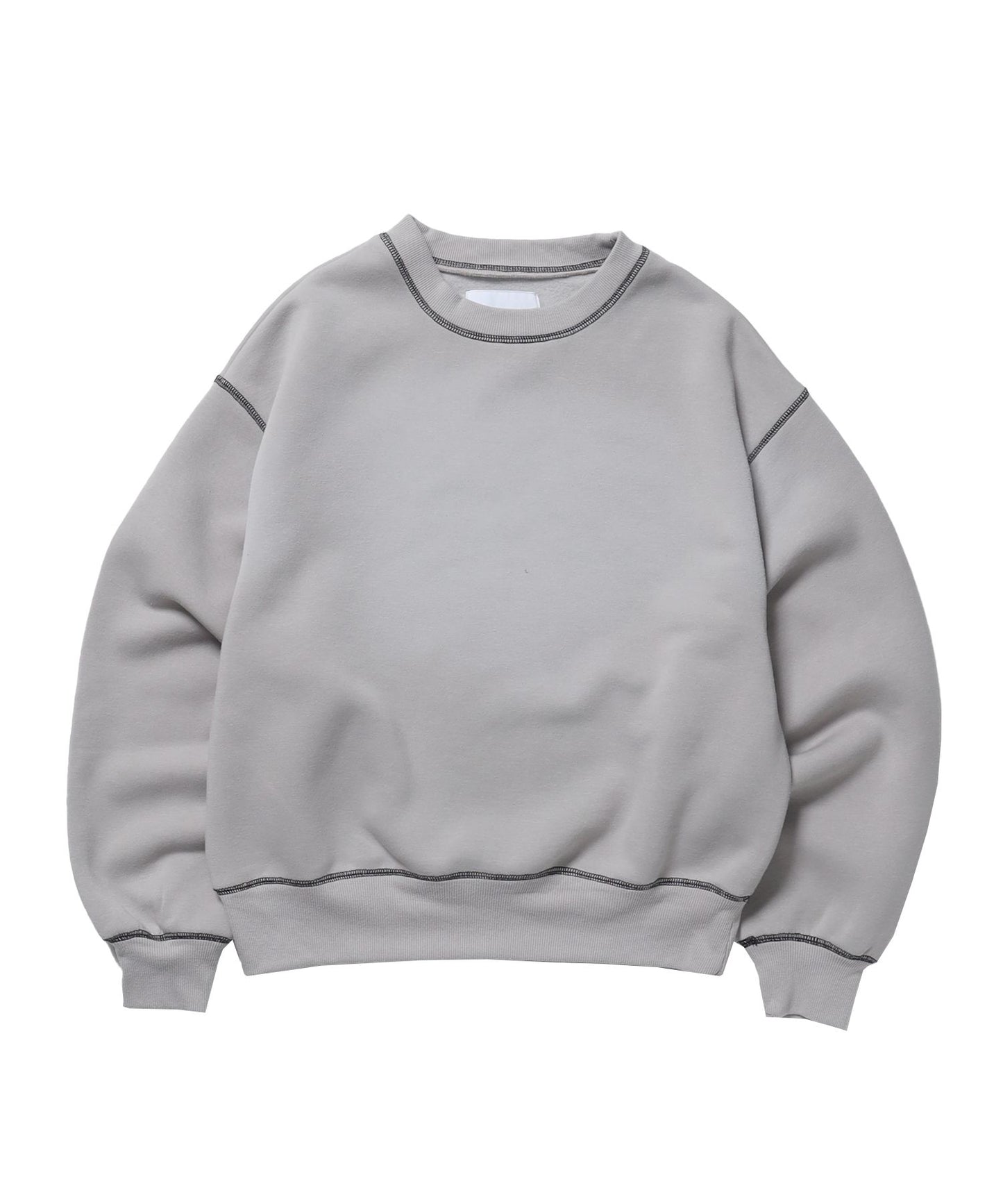 【SEQUENZ（シークエンズ）】ONI-FADE BOXY C/N SWEAT / 短丈 フェード オーバーサイズ ヴィンテージライク ステッチ 裏起毛 ライトグレー