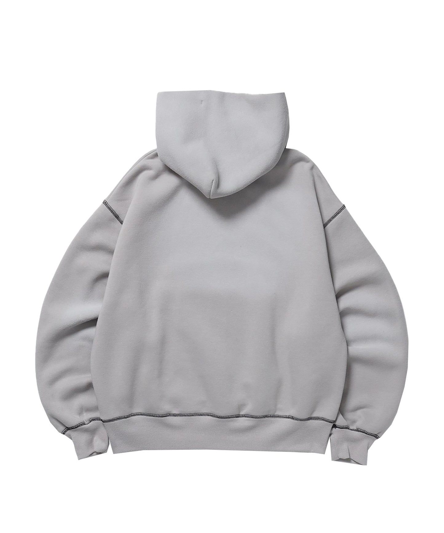 ONI-FADE BOXY HOODIE / 短丈 フェード オーバーサイズ ヴィンテージライク ステッチ 裏起毛 ライトグレー ≪SET UP着用可能≫