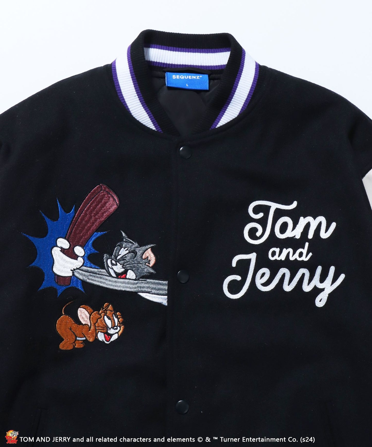 TJ STADIUM JACKET /TOM ＆ JERRY トムジェリ 刺繍 ジャケット オーバーサイズ ブラック