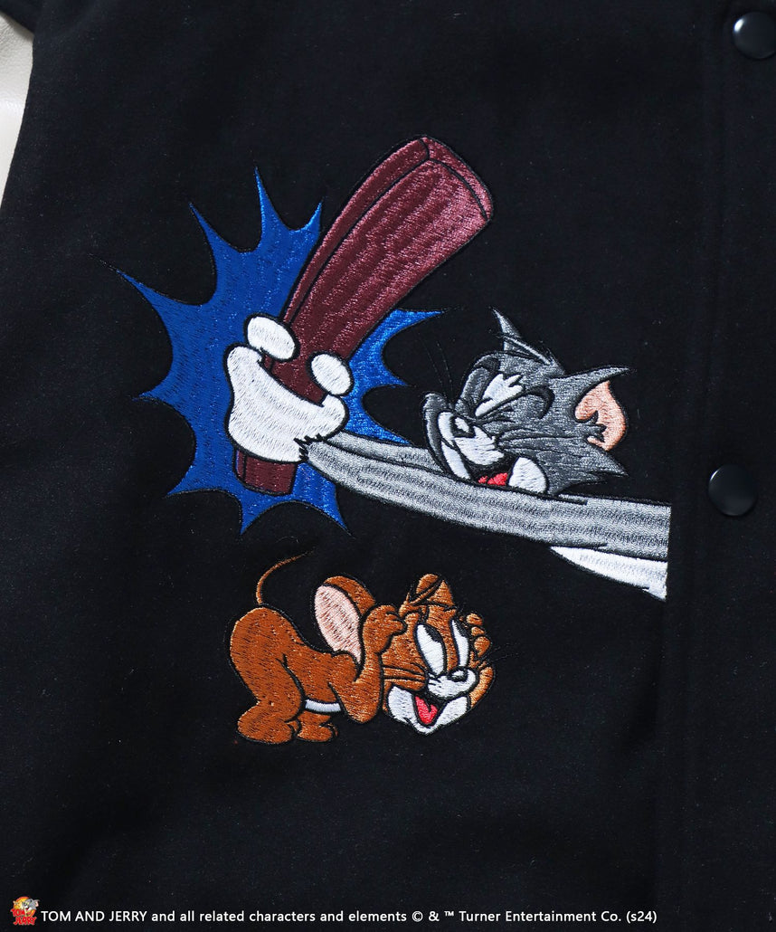 TJ STADIUM JACKET /TOM ＆ JERRY トムジェリ 刺繍 ジャケット オーバーサイズ ブラック