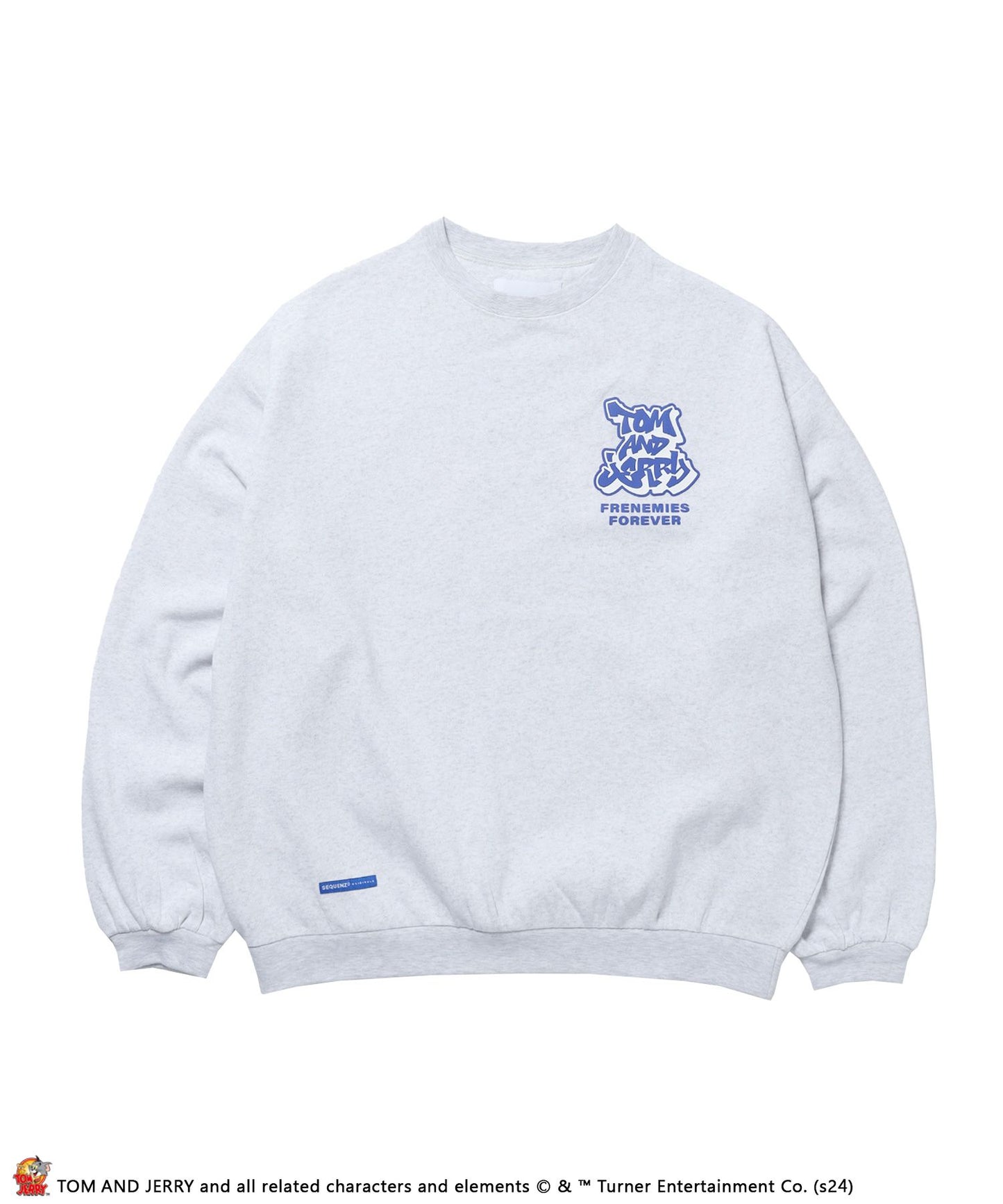 【SEQUENZ（シークエンズ）】TJ 90`s C/N SWEAT / サークルロゴ オーバーサイズ ワイドシルエット スケーター 裏起毛 アッシュグレー