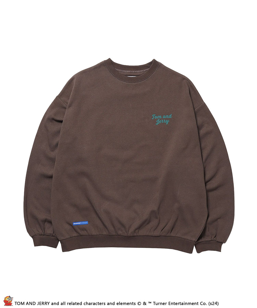 【SEQUENZ（シークエンズ）】TJ C/N SWEAT / レトロ オーバーサイズ ワイドシルエット スケーター 裏起毛 モカ