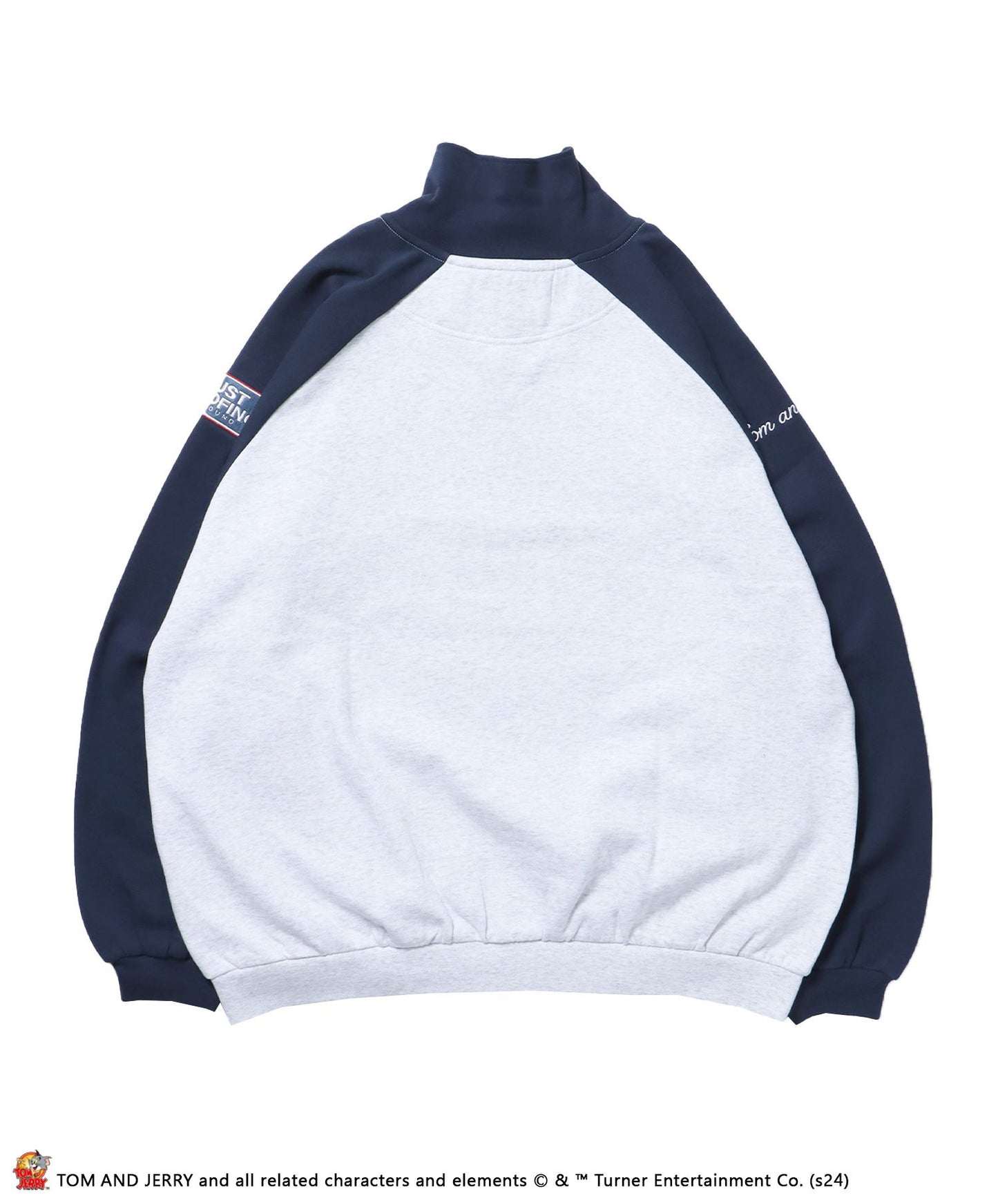 TJ HALF ZIP RAGLAN SWEAT / ラグラン ワッペン オーバーサイズ 刺繍 アメカジ 裏起毛 ネイビー