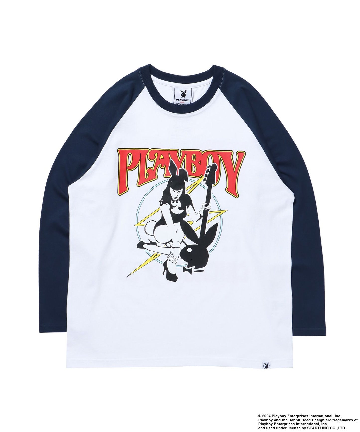 【SEQUENZ（シークエンズ）】PB BAND RAGLAN L/S LEE / プレイボーイ ラグラン 長袖 ロンT ネイビー