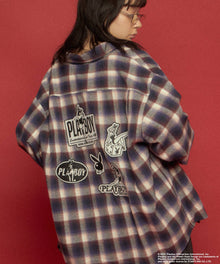 PB BUNNY PATCHES OMBRE L/S SHIRT / プレイボーイ 長袖シャツ ビックシルエット ネイビー