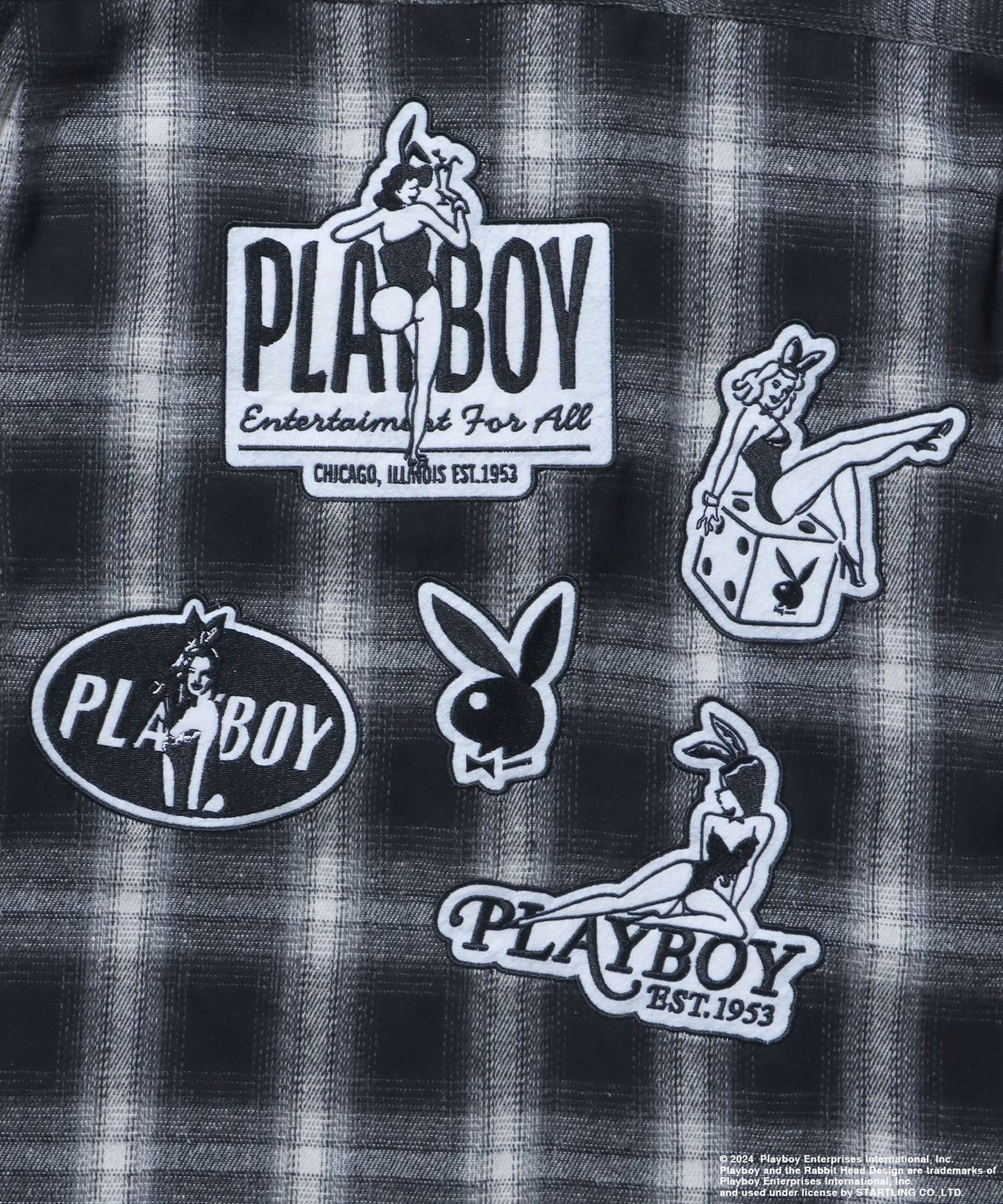 PB BUNNY PATCHES OMBRE L/S SHIRT / プレイボーイ 長袖シャツ ビックシルエット ブラック