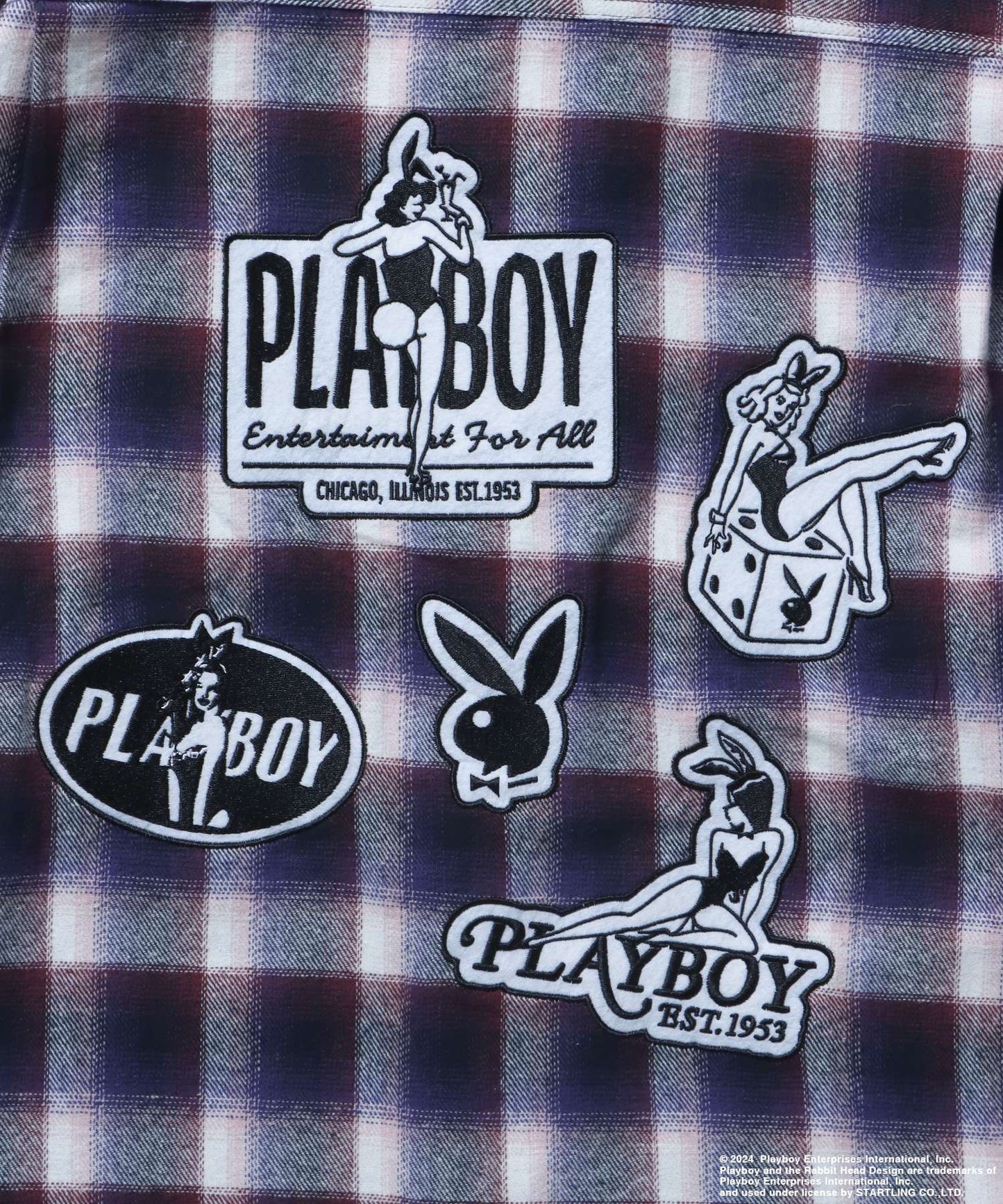 PB BUNNY PATCHES OMBRE L/S SHIRT / プレイボーイ 長袖シャツ ビックシルエット ネイビー