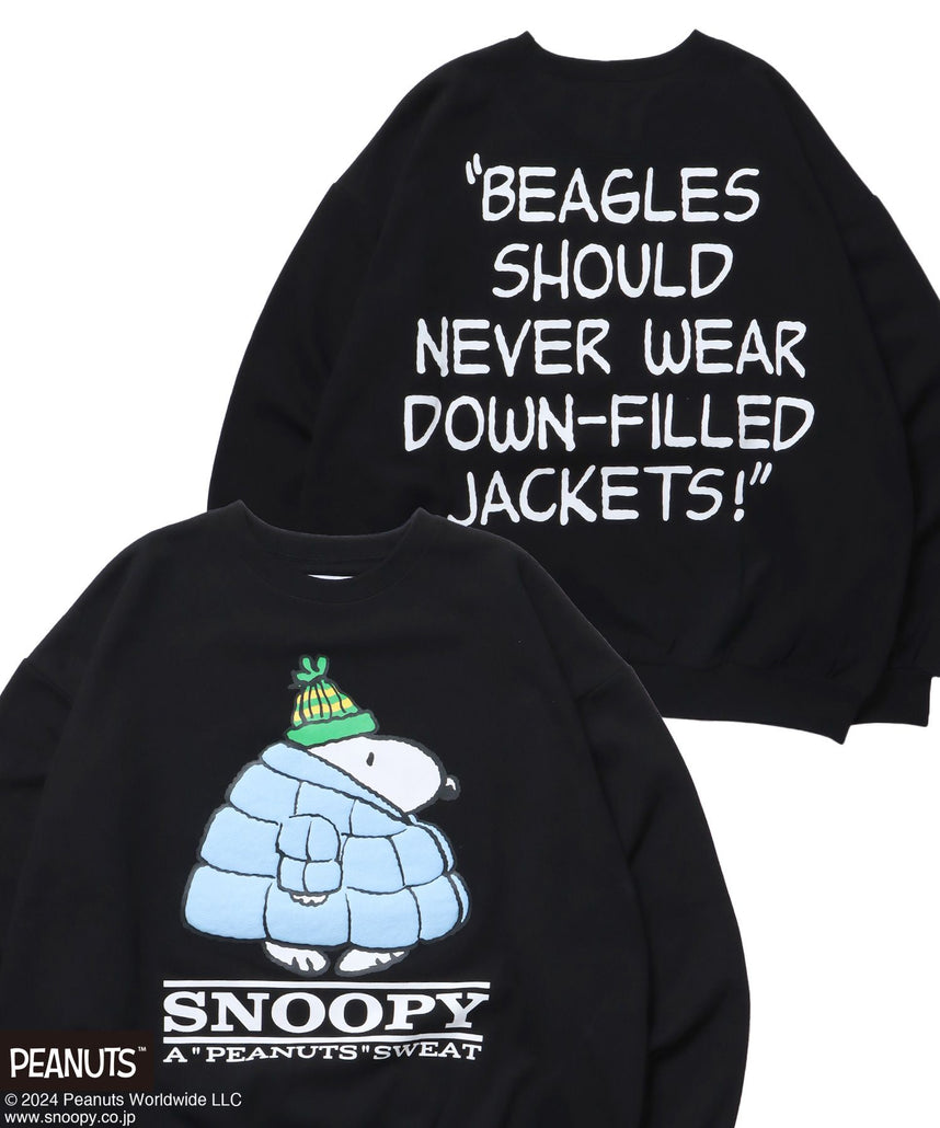 【SEQUENZ（シークエンズ）】TP PUFFER SNOOPY C/N SWEAT / OLD オーバーサイズ 裏起毛 シティガール シティボーイ ノームコア ワイドシルエット ブラック