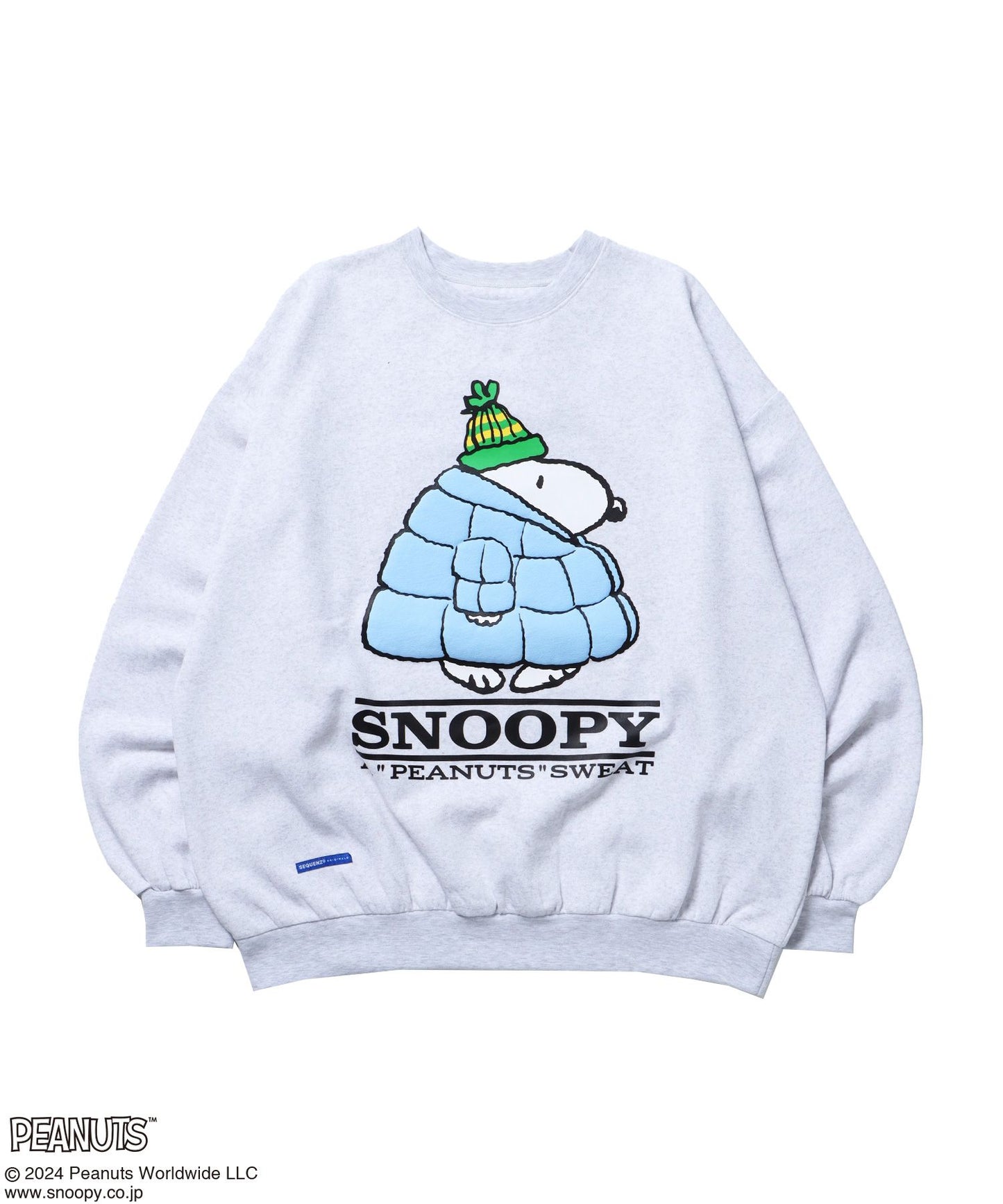 【SEQUENZ（シークエンズ）】TP PUFFER SNOOPY C/N SWEAT / OLD オーバーサイズ 裏起毛 シティガール シティボーイ ノームコア ワイドシルエット アッシュグレー