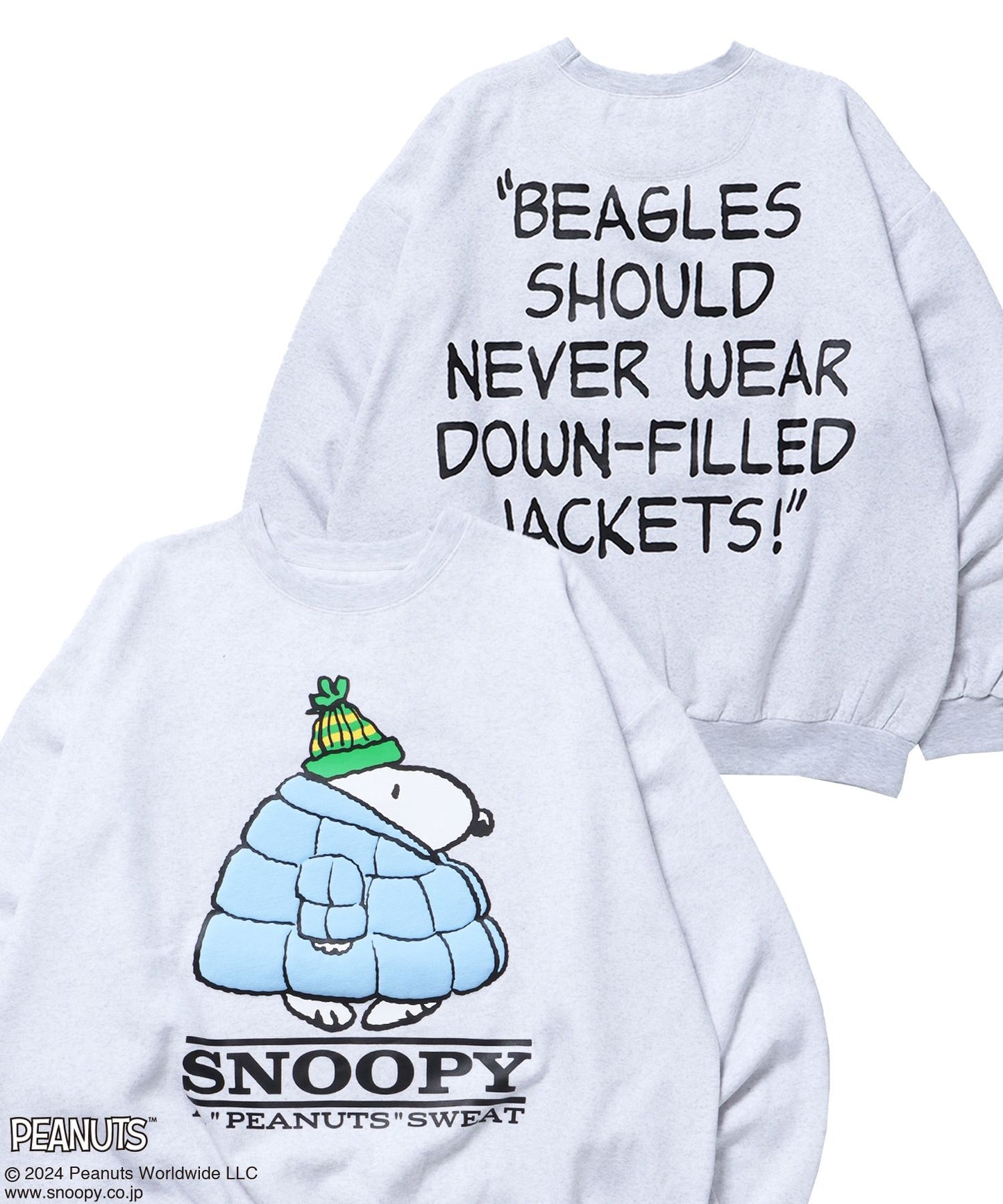 【SEQUENZ（シークエンズ）】TP PUFFER SNOOPY C/N SWEAT / OLD オーバーサイズ 裏起毛 シティガール シティボーイ ノームコア ワイドシルエット アッシュグレー