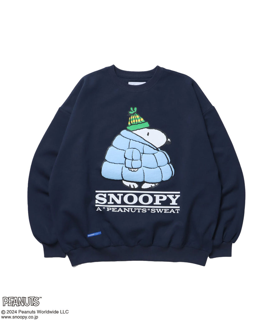 【SEQUENZ（シークエンズ）】TP PUFFER SNOOPY C/N SWEAT / OLD オーバーサイズ 裏起毛 シティガール シティボーイ ノームコア ワイドシルエット ネイビー