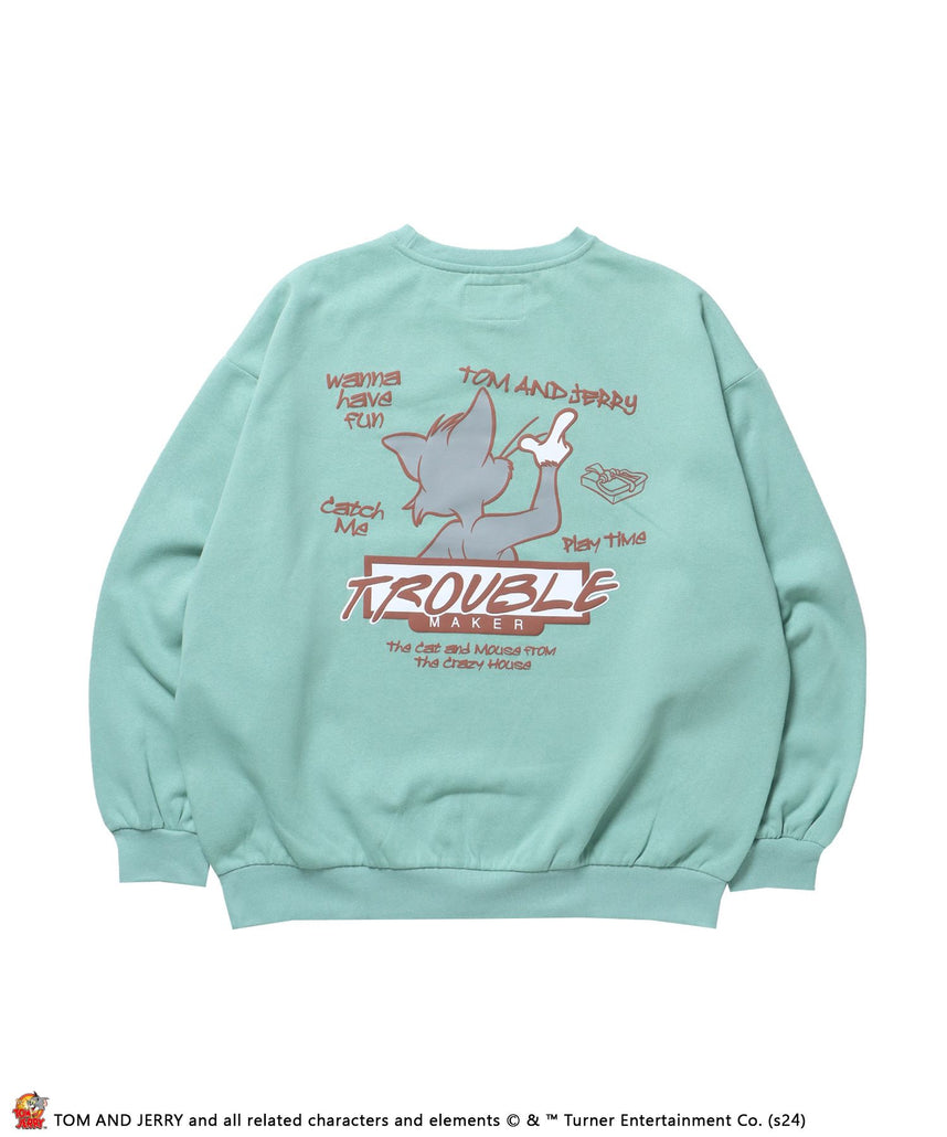 【SEQUENZ（シークエンズ）】TJ GRAFFITI S/S TEE / TOM ＆ JERRY トムジェリ クルーネック スウェット オーバーサイズ グリーン