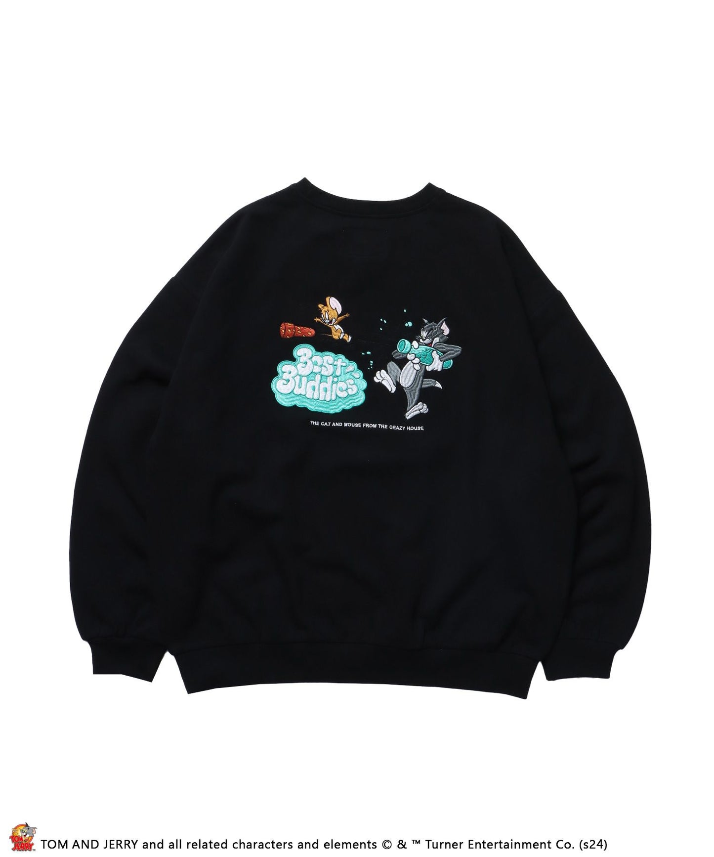 【SEQUENZ（シークエンズ）】TJ RAMUNE SHOT SWEAT / TOM ＆ JERRY トムジェリ クルーネック スウェット オーバーサイズ ブラック