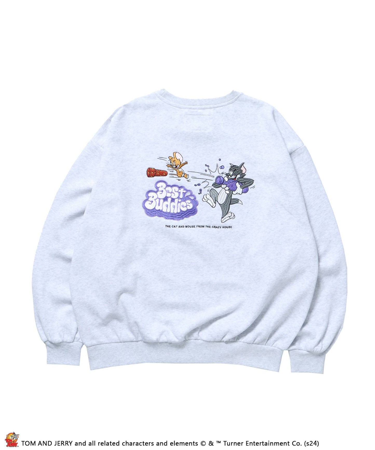 【SEQUENZ（シークエンズ）】TJ RAMUNE SHOT SWEAT / TOM ＆ JERRY トムジェリ クルーネック スウェット オーバーサイズ アッシュグレー