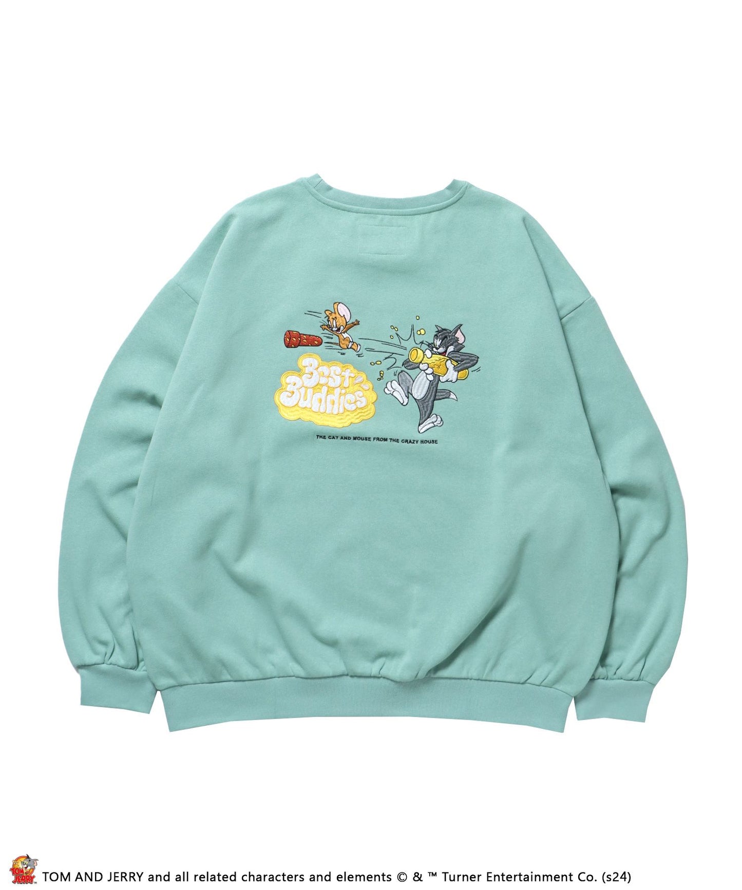 【SEQUENZ（シークエンズ）】TJ RAMUNE SHOT SWEAT / TOM ＆ JERRY トムジェリ クルーネック スウェット オーバーサイズ グリーン