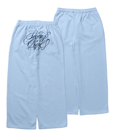 SQNZ GLITTER SWEAT PANTS / グリッター ラインストーン スウェットパンツ ドローコード 裏起毛 【セットアップ着用可】 スカイブルー