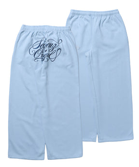 SQNZ GLITTER SWEAT PANTS / グリッター ラインストーン スウェットパンツ ドローコード 裏起毛 【セットアップ着用可】 スカイブルー