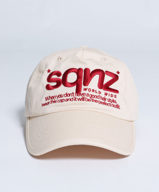 【SEQUENZ（シークエンズ）】sqnz logo cap / ロゴ ベースボール キャップ 刺繍 ストリート アイボリー