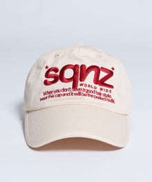 sqnz logo cap / ロゴ ベースボール キャップ 刺繍 ストリート アイボリー