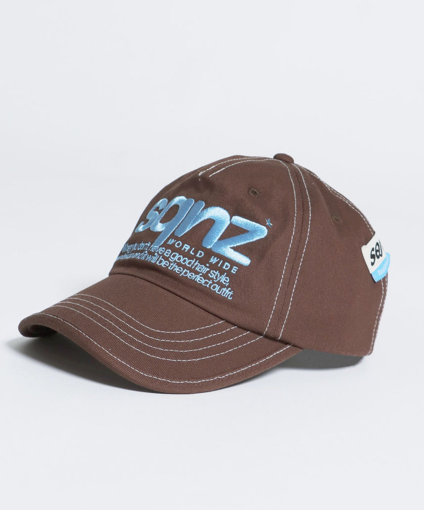 sqnz logo cap / ロゴ ベースボール キャップ 刺繍 ストリート ダークブラウン