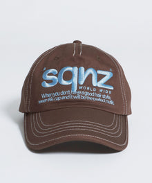 sqnz logo cap / ロゴ ベースボール キャップ 刺繍 ストリート ダークブラウン