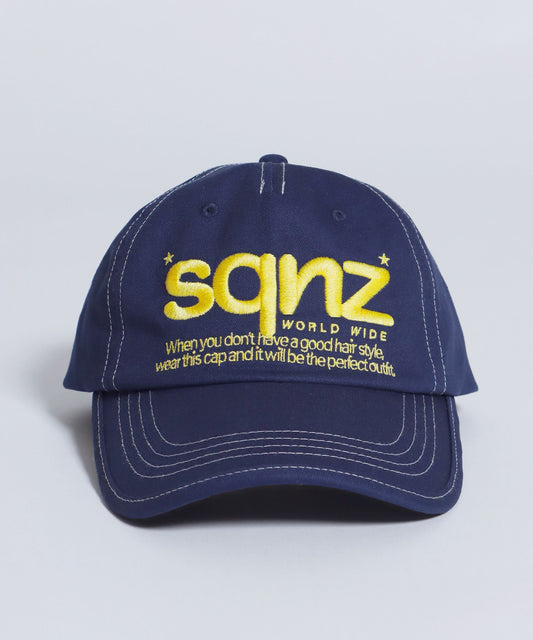 【SEQUENZ（シークエンズ）】sqnz logo cap / ロゴ ベースボール キャップ 刺繍 ストリート ネイビー