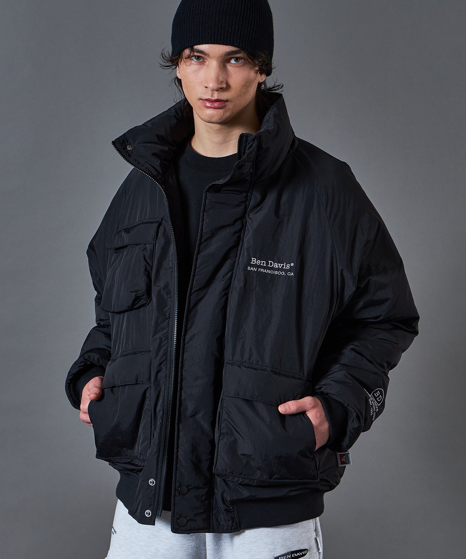 POLAR WORKERS JACKET / ダウン ジップ ドローコード ブラック