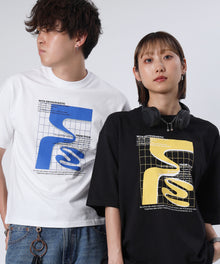 アートデザインショート丈Tシャツ / Tシャツ 短丈 クルーネック 半袖 ホワイト