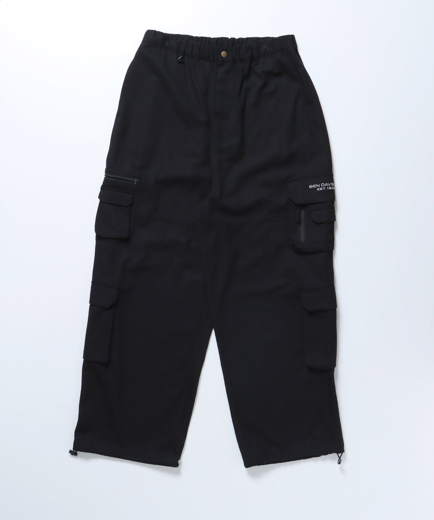 THESE DAYS TECH CARGO PANTS / ワイドテーパード 裾ドローコード ブラック