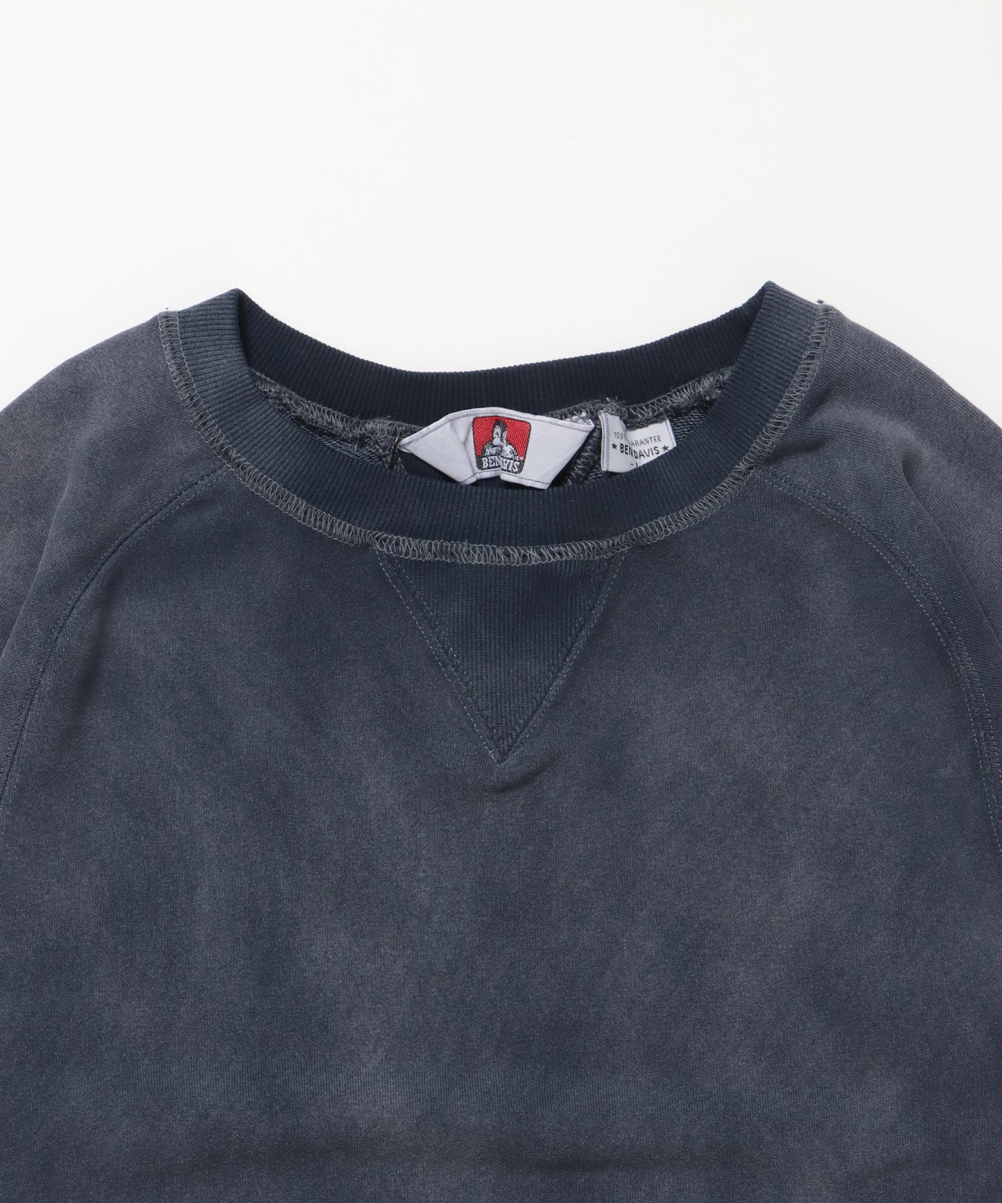 70'S FIT F-SLEEVE CREW / 加工 裏起毛 クルーネック スウェット ラグラン 短丈 裏毛 ネイビー