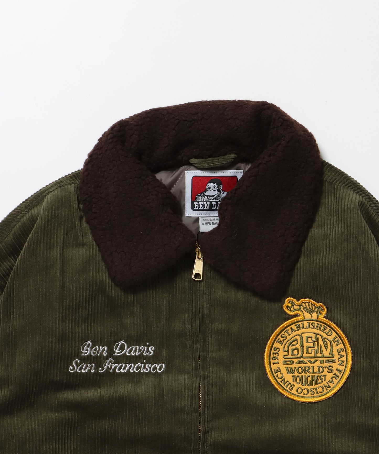 REMOVAL BOA COLLAR CORD JACKET /ジャケット ボア 刺繍 ワッペン スイングトップ カーキ