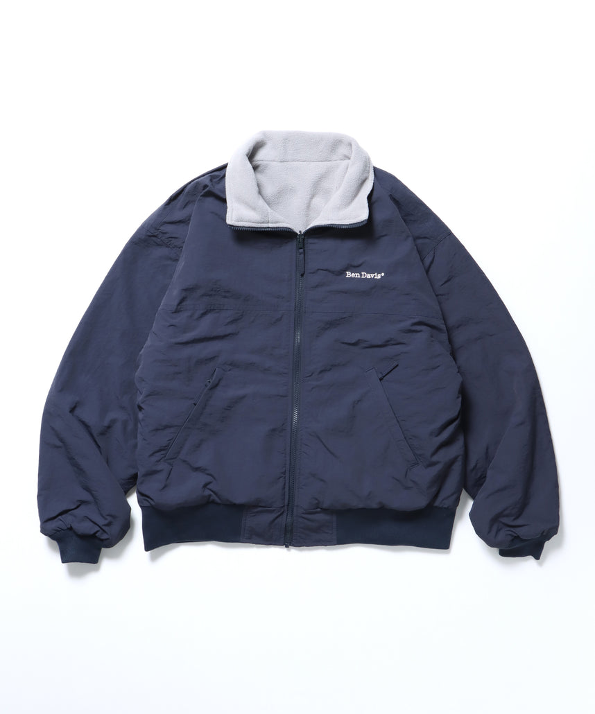 RV SHELLED FLEECE JACKET / シティガール シティボーイ リバーシブル ブロークコア ジップ シンプル ネイビー