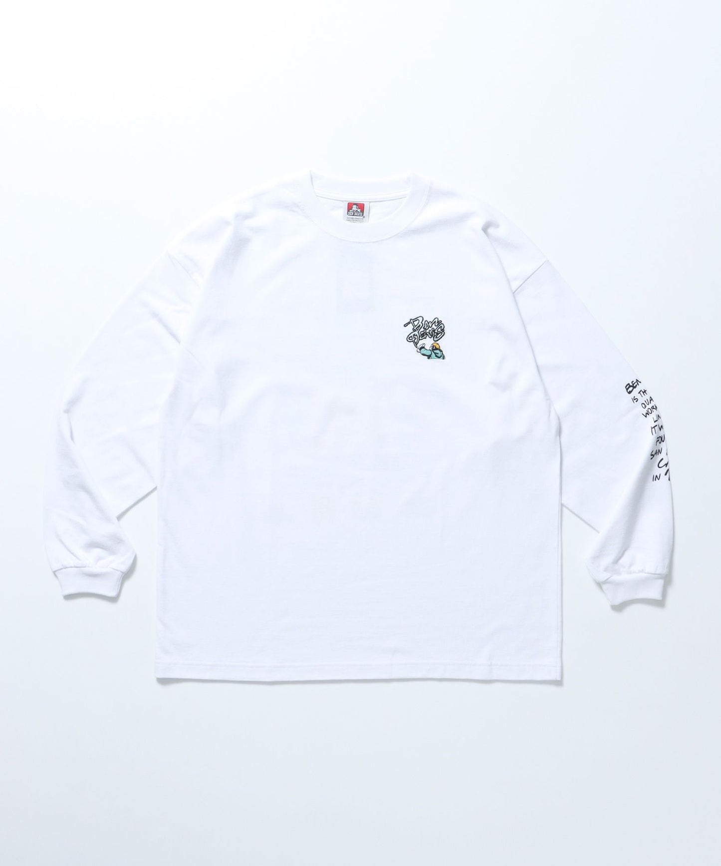 【BEN DAVIS（ベンデイビス）】SPRAY MASTER L/S TEE[WIDE] / クルーネック 長袖 刺繍 オーバーサイズ ホワイト