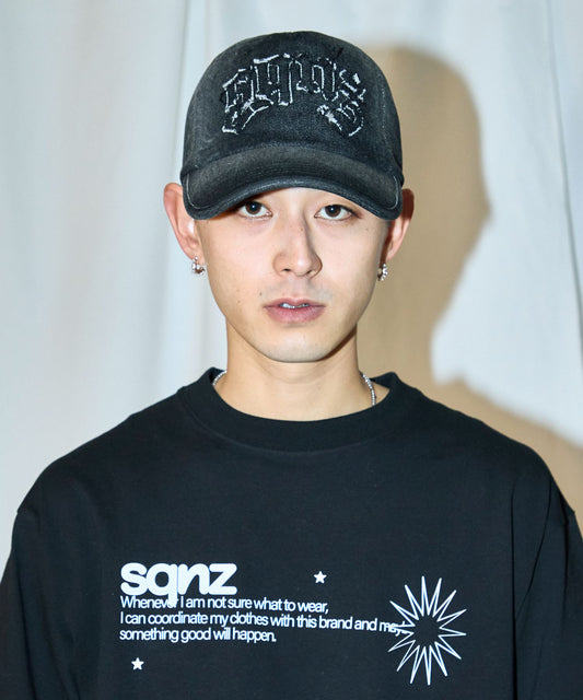 ※WEB限定 /  ワッペンロゴデニムキャップ / sqnz applique denim cap ブラック