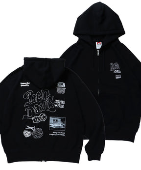 ROUGH IDEAS ZIP HOODIE / ジップパーカー ワイドシルエット フーディ 裏毛 ブラック