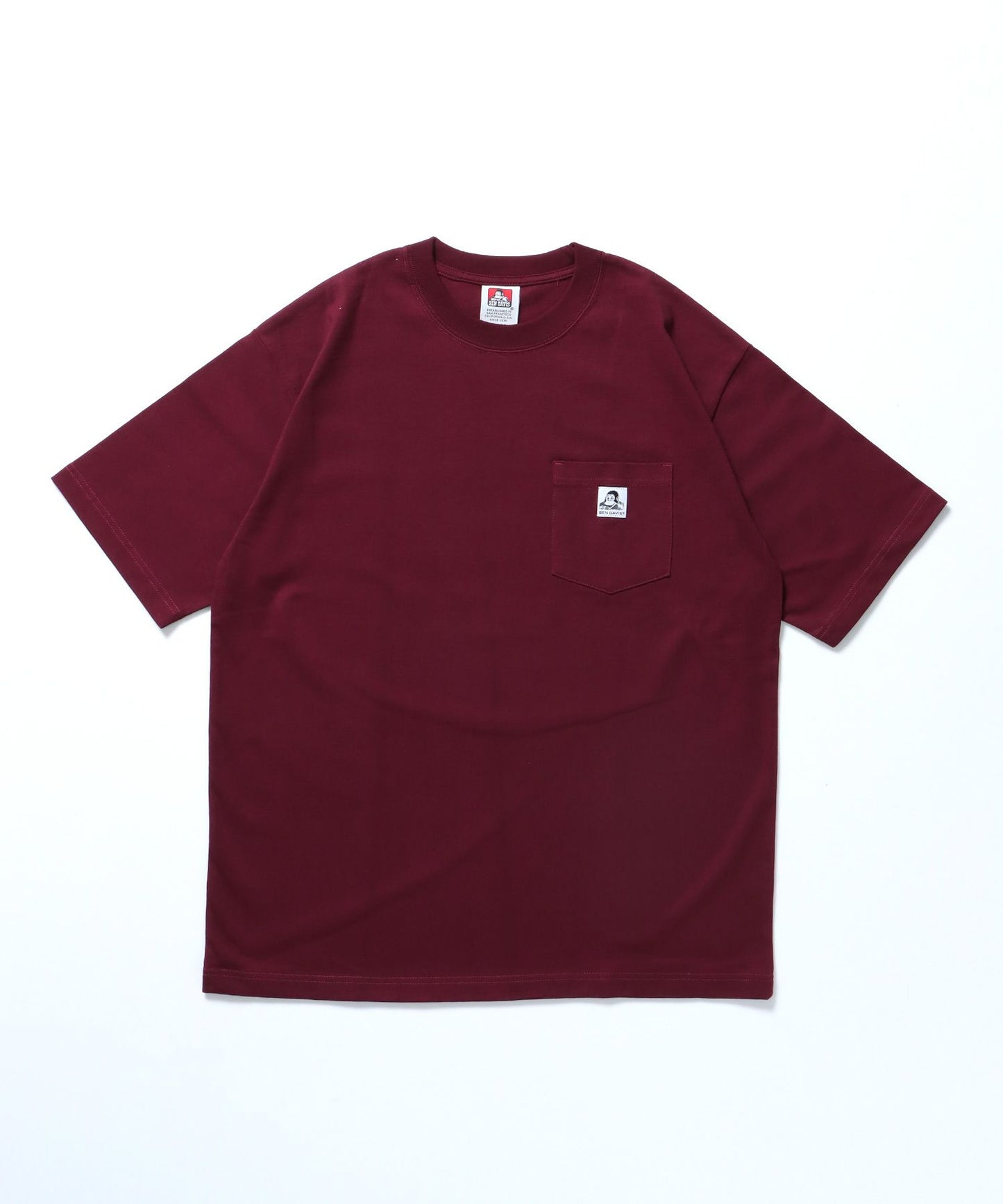 【BEN DAVIS（ベンデイビス）】BIG POCKET TEE / ポケット 半袖 ワンポイント ワイドシルエット ヘビーウエイト クルーネック ワイン