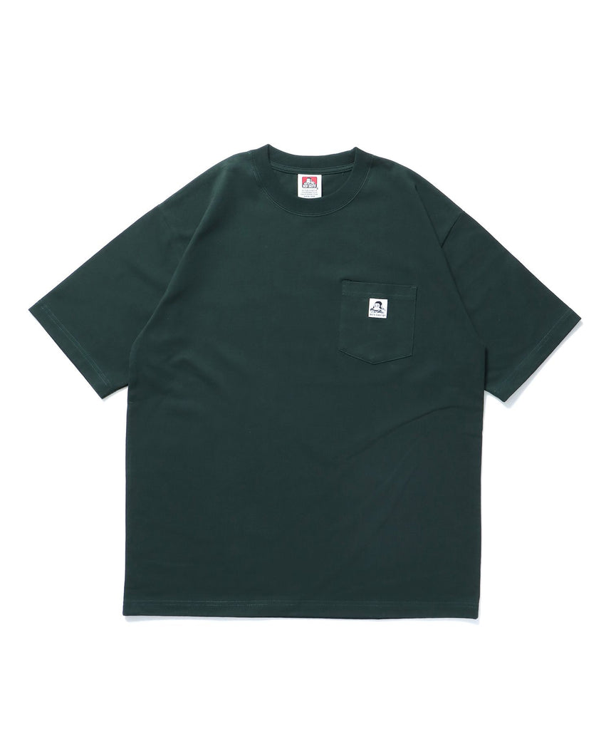 【BEN DAVIS（ベンデイビス）】BIG POCKET TEE / ポケット 半袖 ワンポイント ワイドシルエット ヘビーウエイト クルーネック ダークグリーン