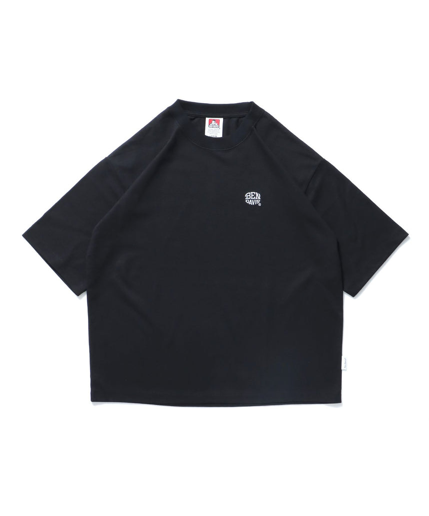 【BEN DAVIS（ベンデイビス）】ELLIPSE EMB CROPPED TEE / Tシャツ 半袖 ワンポイント 短丈 クルーネック ブラック