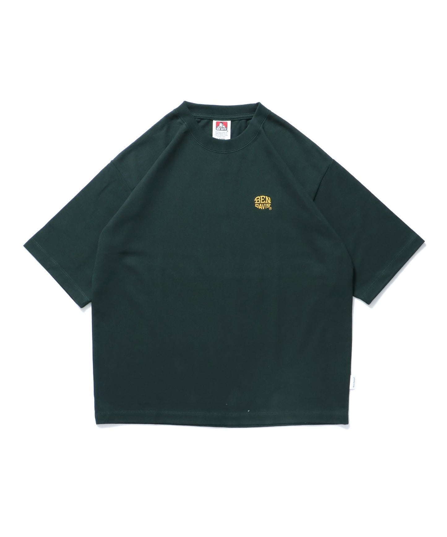 【BEN DAVIS（ベンデイビス）】ELLIPSE EMB CROPPED TEE / Tシャツ 半袖 ワンポイント 短丈 クルーネック ダークグリーン