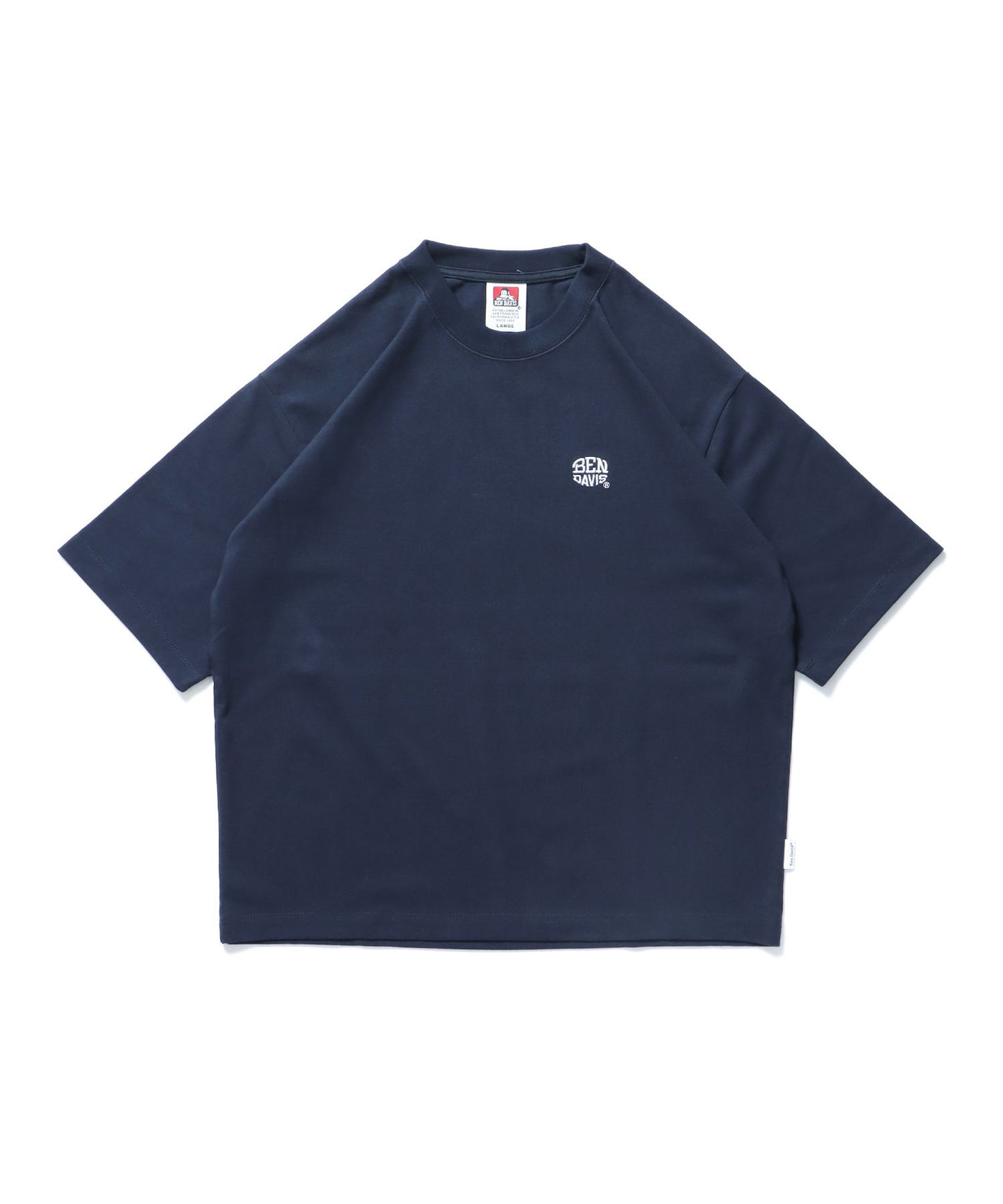 【BEN DAVIS（ベンデイビス）】ELLIPSE EMB CROPPED TEE / Tシャツ 半袖 ワンポイント 短丈 クルーネック ネイビー