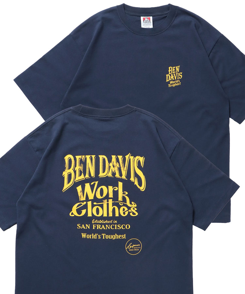 【BEN DAVIS（ベンデイビス）】CLASSIC LOGO TEE / Tシャツ 半袖 クルーネック オーバーサイズ ネイビー