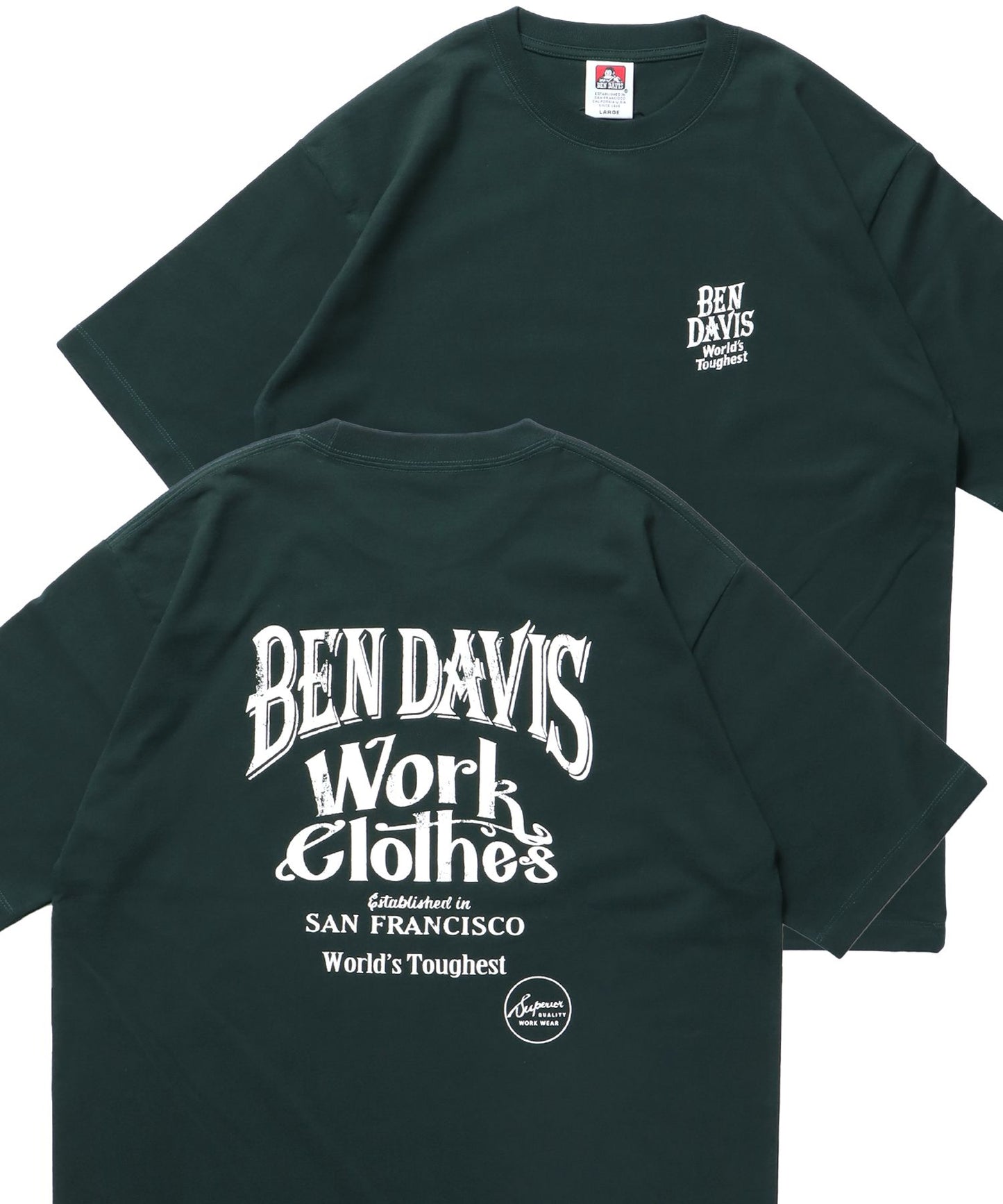 【BEN DAVIS（ベンデイビス）】CLASSIC LOGO TEE / Tシャツ 半袖 クルーネック オーバーサイズ ダークグリーン