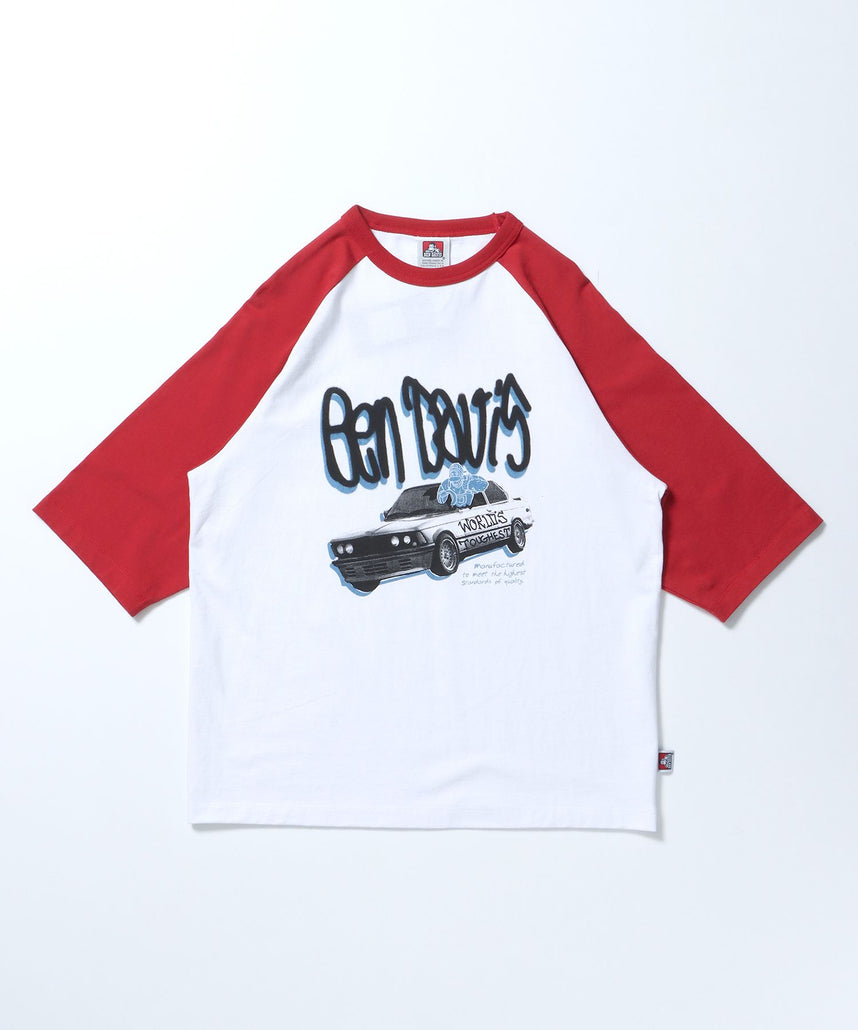 【BEN DAVIS（ベンデイビス）】DRIVING GORILLA RAGLAN TEE / Tシャツ 半袖 ラグラン クルーネック レッド