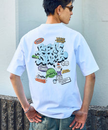 OVERLAP TEE / Tシャツ グラフィティ クルーネック オーバーサイズ ワンポイント ホワイト