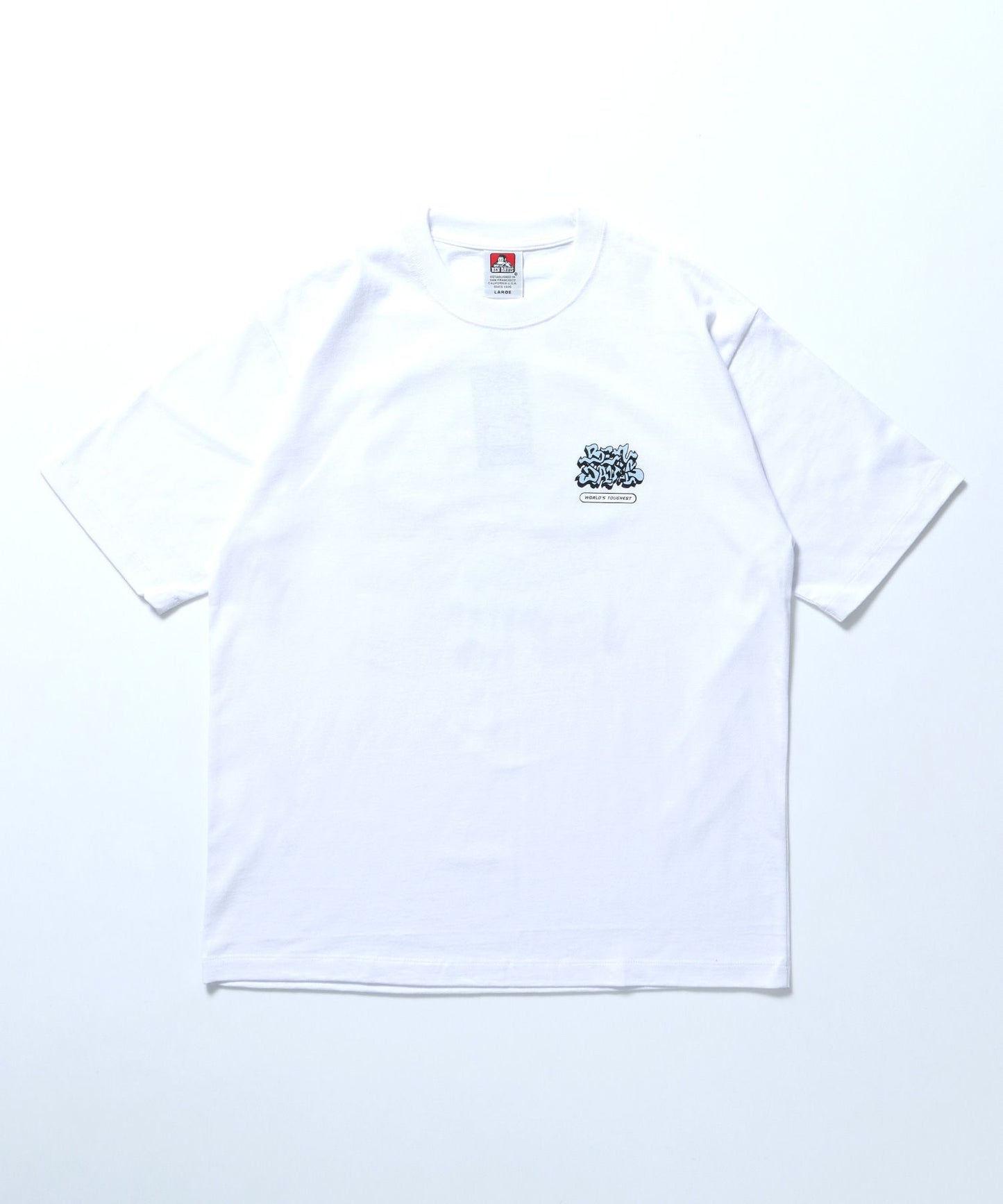 【BEN DAVIS（ベンデイビス）】OVERLAP TEE / Tシャツ グラフィティ クルーネック オーバーサイズ ワンポイント ホワイト