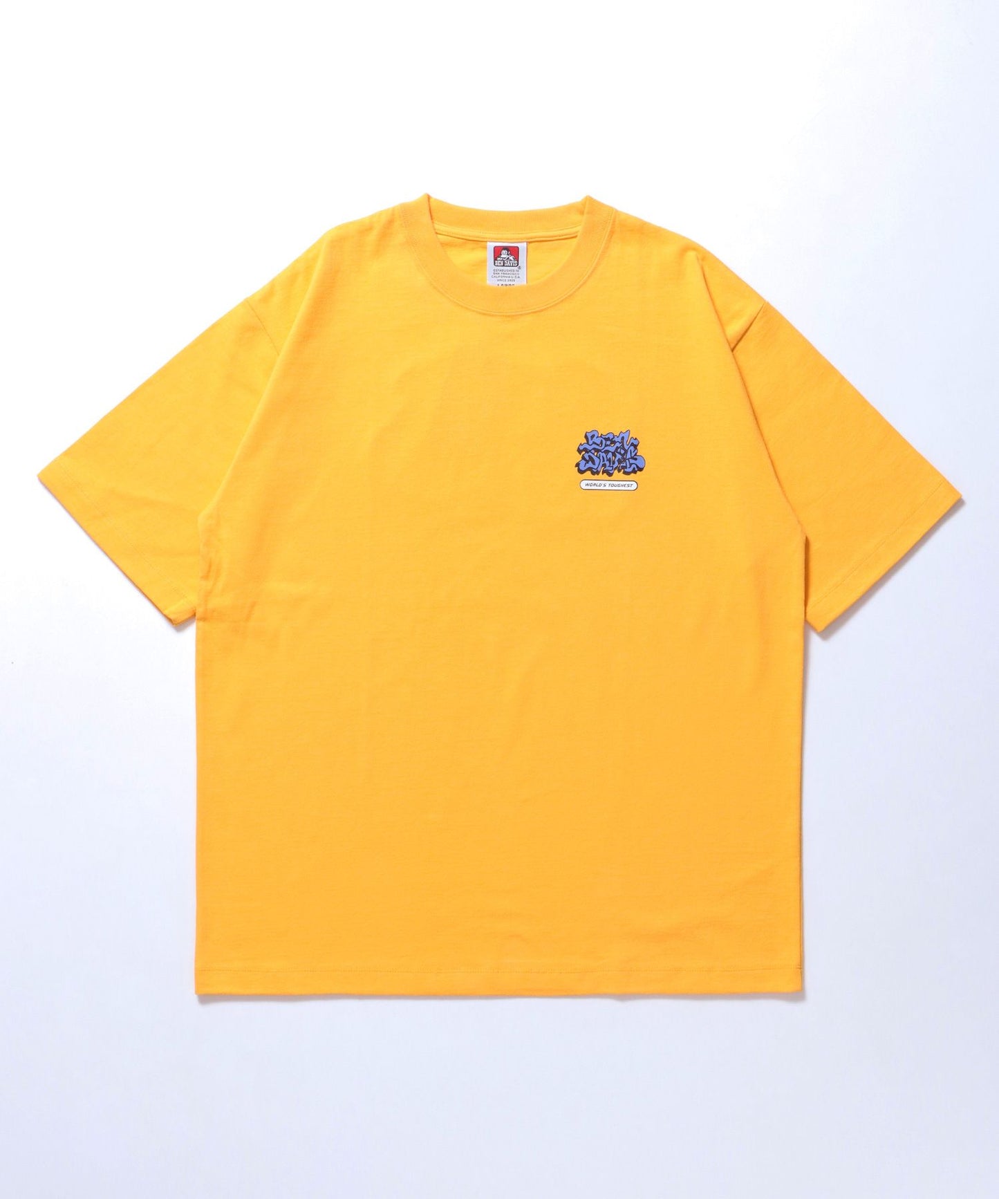 【BEN DAVIS（ベンデイビス）】OVERLAP TEE / Tシャツ グラフィティ クルーネック オーバーサイズ ワンポイント イエロー